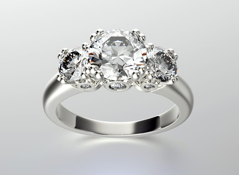 Beautiful diamond ring setting with three stones